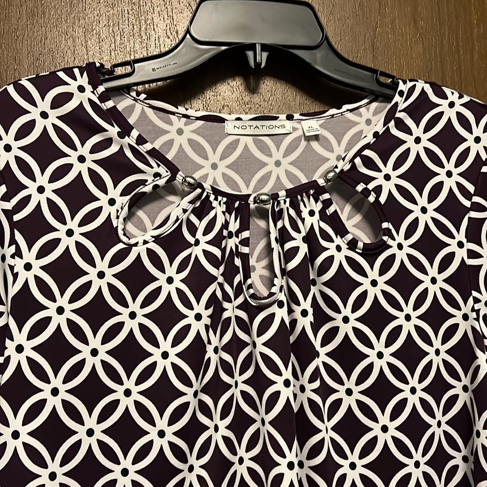 Notations purple 3/4 length sleeve blouse sign XL - Picture 3 of 3